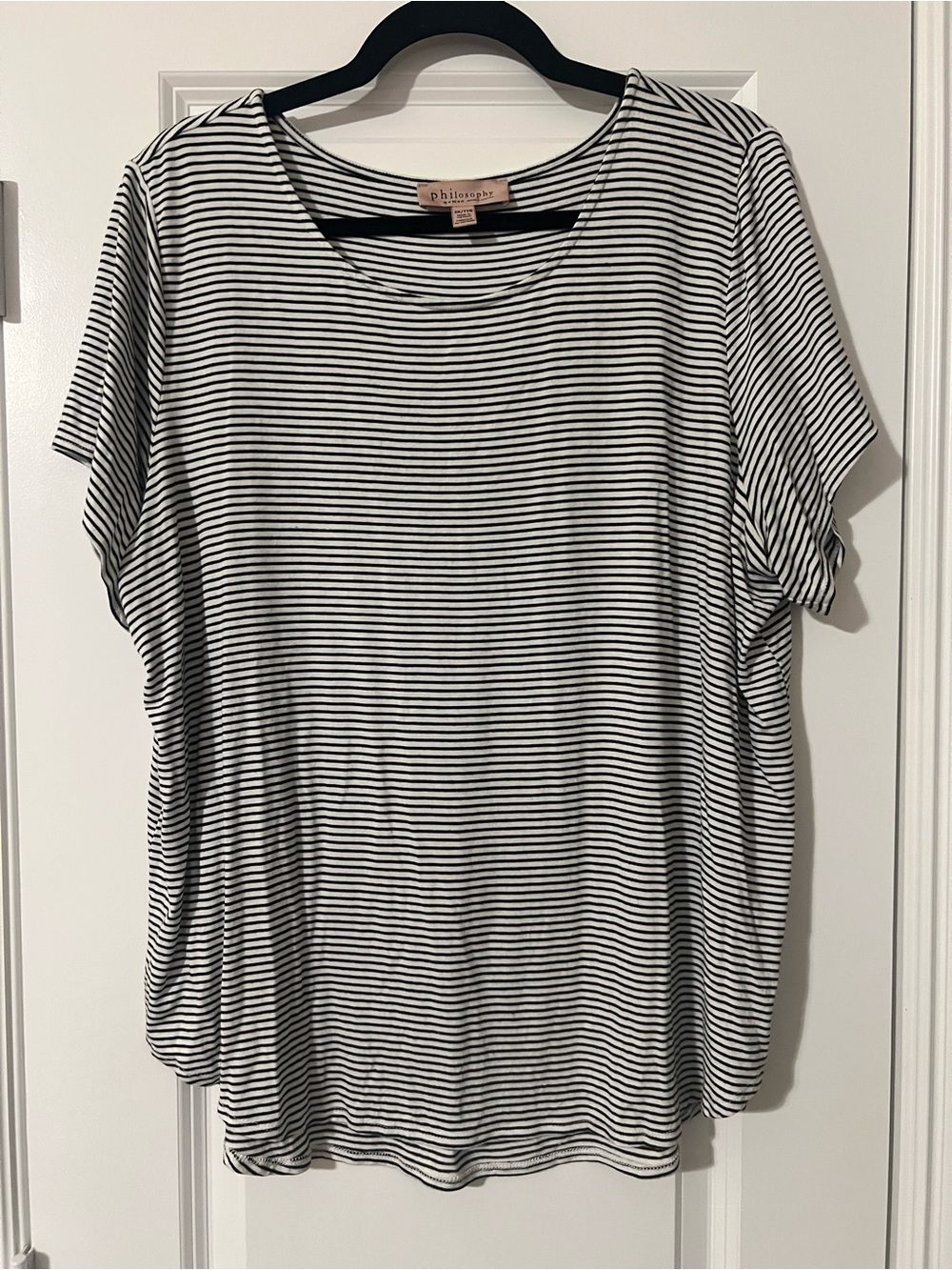 Philosophy Black & White Striped Short-Sleeve Top